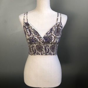 Purple floral crop tank top